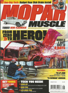 MOPAR MUSCLE 2012 AUG - HEADS FOR NEW HEMI, REAR DISCS, 65 A990 HEMI